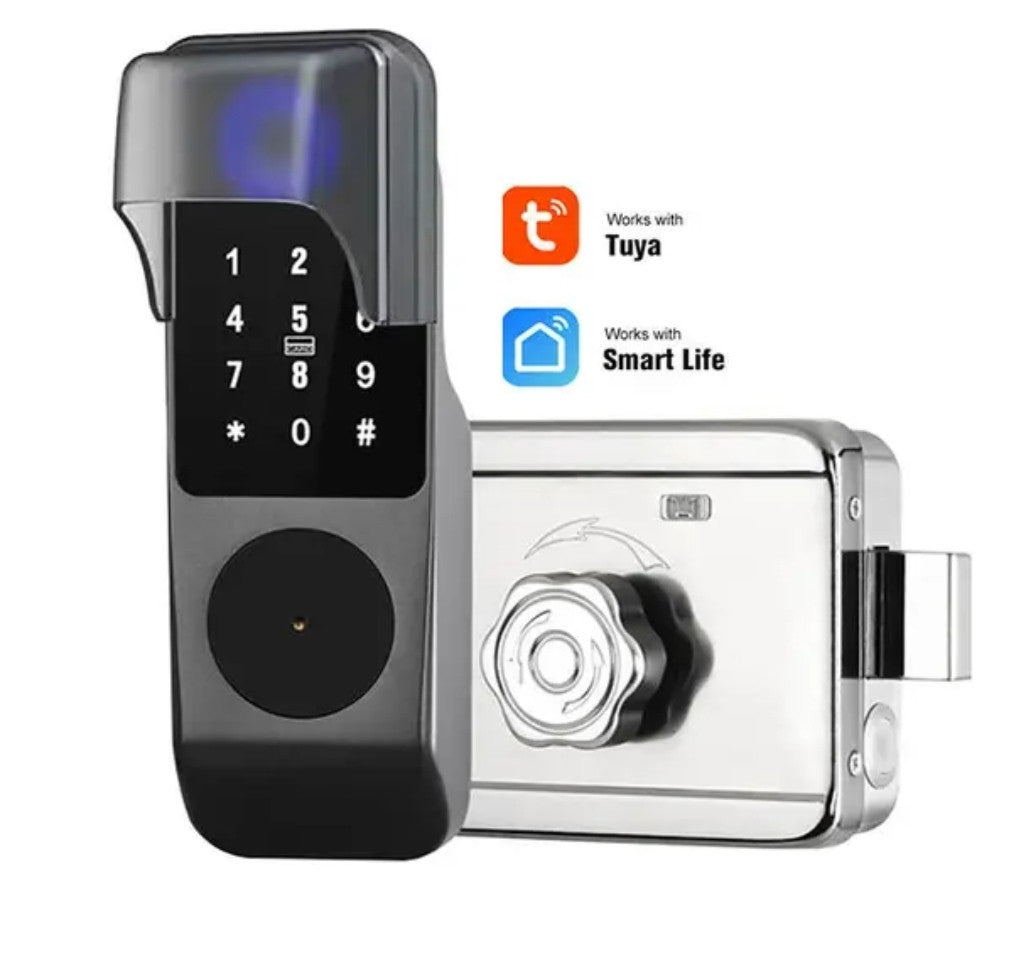 Smart Lock R06 Rim Lock - Keyless Entry - Fingerprint, Pass code, key card, Mobile App (Bluetooth) - BAS Kuwait
