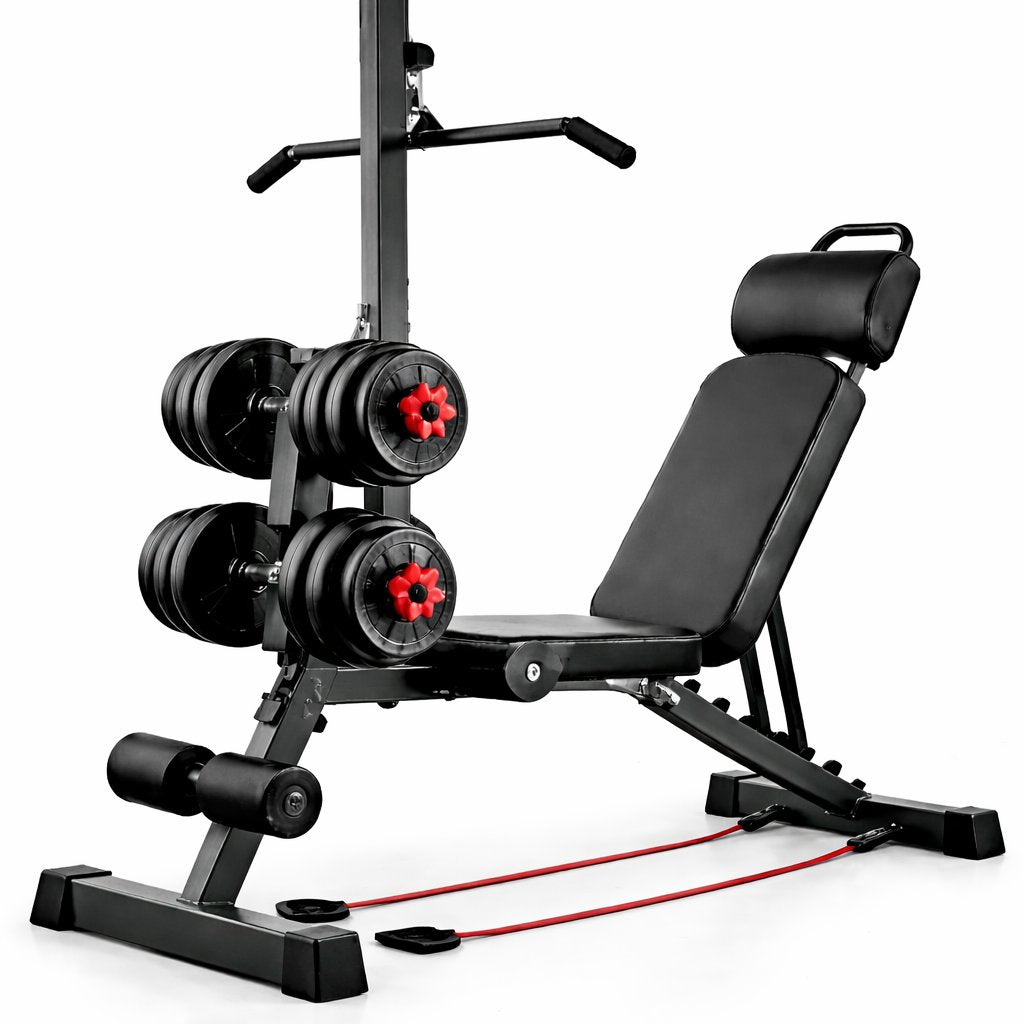 Adjustable Gym Bench with Bar lifting weights - BAS Kuwait Bab Al Saif 
