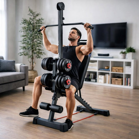 Adjustable Gym Bench with Bar lifting weights - BAS Kuwait Bab Al Saif 
