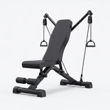 Adjustable gym bench with resistance band arms - foldable incline and decline weight bench
