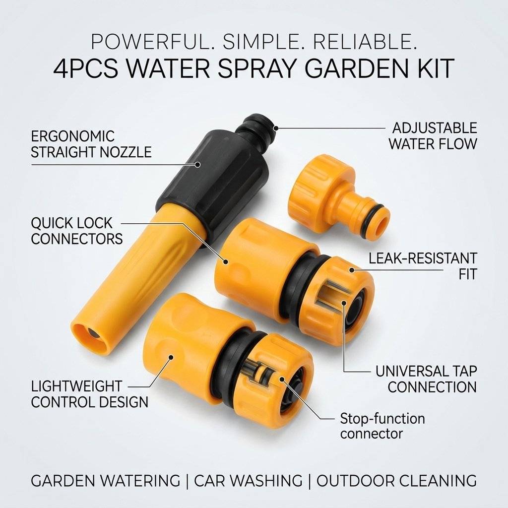 Adjustable Nozzle Water Spray Garden Kit 4pcs set DINGQI BRAND - BAS Kuwait Bab Al Saif 