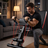 Adjustable Weight Bench with Resistance Band I Foldable gym Bench - BAS Kuwait Bab Al Saif 