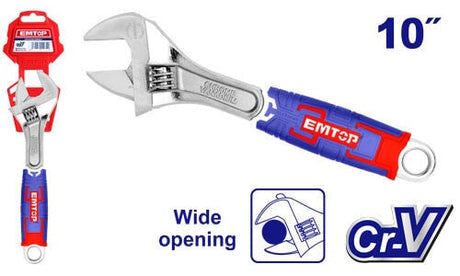Adjustable Wrench EMTOP BRAND - BAS Kuwait Bab Al Saif Standard 200Mm / 10" 