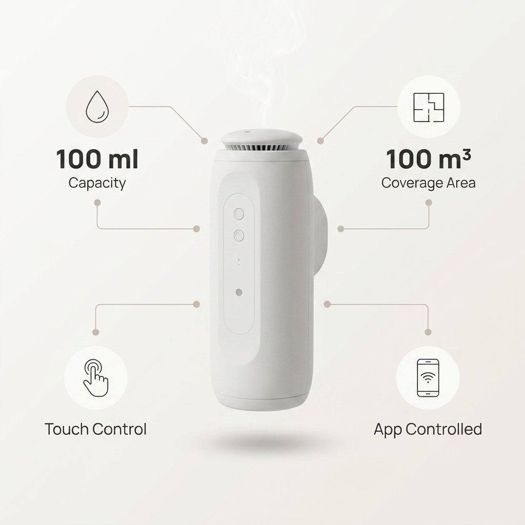 Aroma Diffuser 100ml App Controlled Wall Plug in - BAS Kuwait Bab Al Saif 