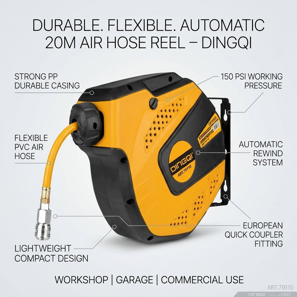Automatic Air hose Reel 20m DINGQI BRAND - BAS Kuwait Bab Al Saif 