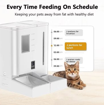 Automatic Cat Feeder 2 in 1 Pet Food and Water Fountain Wifi APP Control Smart with Camera 1080p Recording - BAS Kuwait Bab Al Saif 