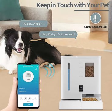 Automatic Cat Feeder 2 in 1 Pet Food and Water Fountain Wifi APP Control Smart with Camera 1080p Recording - BAS Kuwait Bab Al Saif 