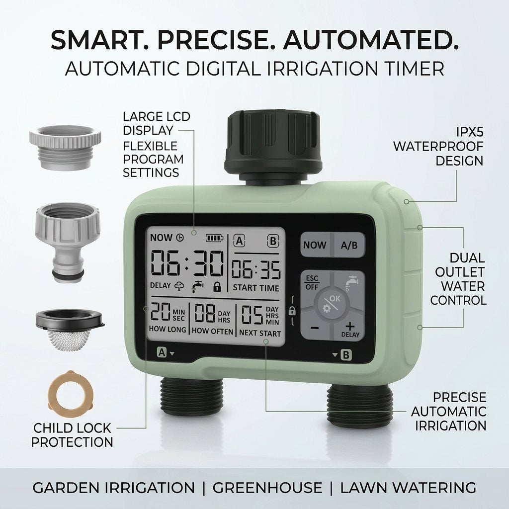 Automatic Digital Irrigation Timer with 2 Outlets - BAS Kuwait Bab Al Saif 