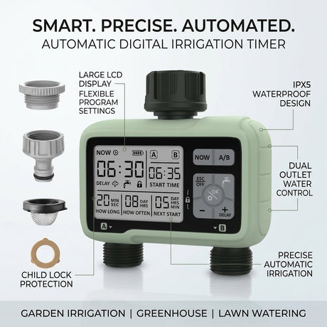 Automatic Digital Irrigation Timer with 2 Outlets - BAS Kuwait Bab Al Saif 