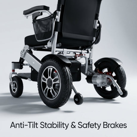 Automatic Folding Aluminium Electric Mobility Chair with Remote Control 150kg capacity | Dual 250W Motors Bab Al Saif 