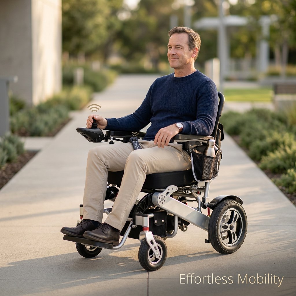 Automatic Folding Aluminium Electric Mobility Chair with Remote Control 150kg capacity | Dual 250W Motors Bab Al Saif 