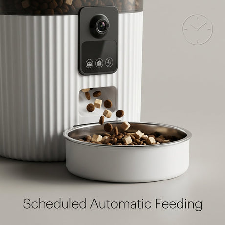 Automatic Smart Remote Food Dispenser Feeder 3L With Stainless Steel Bowl and 1080P HD Camera For Pets Cats And Dogs - BAS Kuwait Bab Al Saif 