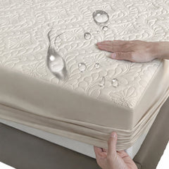 Bed Sheet Bamboo Fabric Mattress I Quilted Waterproof Mattress Cover with 2 pillows - BAS Kuwait