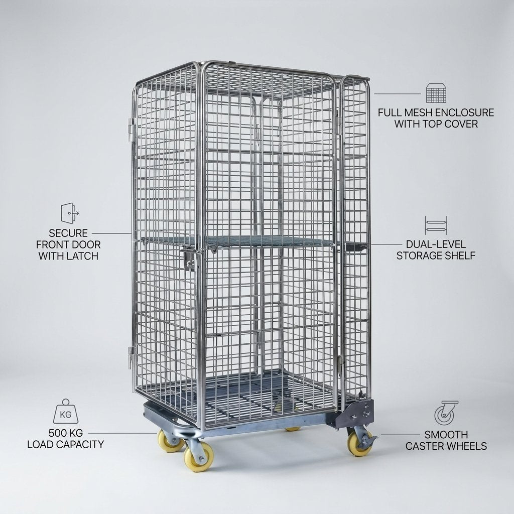 Cage Trolley / Roll Container with Door 500 kg - BAS Kuwait Bab Al Saif 