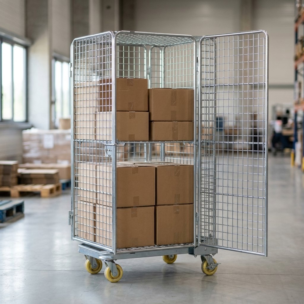 Cage Trolley / Roll Container with Door 500 kg - BAS Kuwait Bab Al Saif 