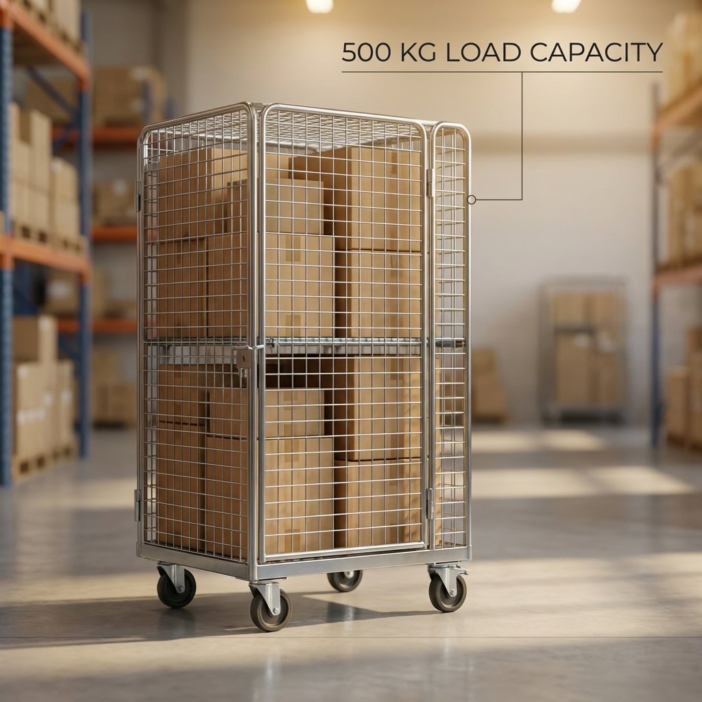 Cage Trolley / Roll Container with Door 500 kg - BAS Kuwait Bab Al Saif 