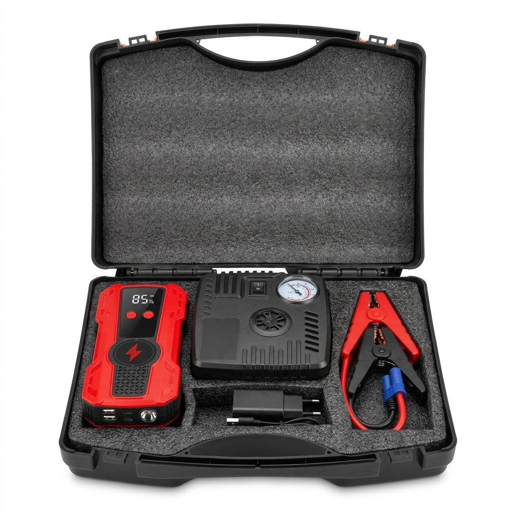 Car Jump Starter With Air Compressor 12v Kit - BAS Kuwait Bab Al Saif 