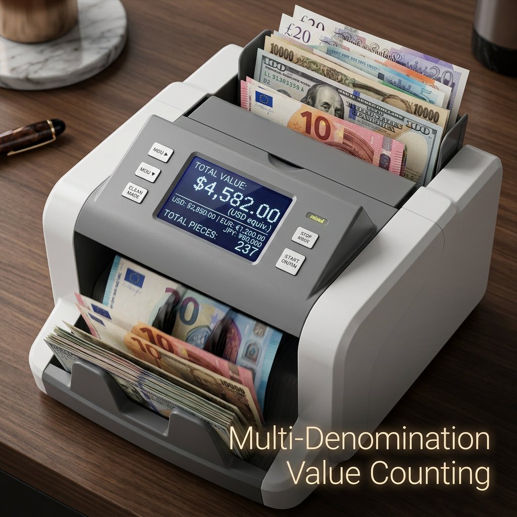 Cash Counting Money Counting Machine Multi denomination Value Amount - BAS Kuwait Bab Al Saif 