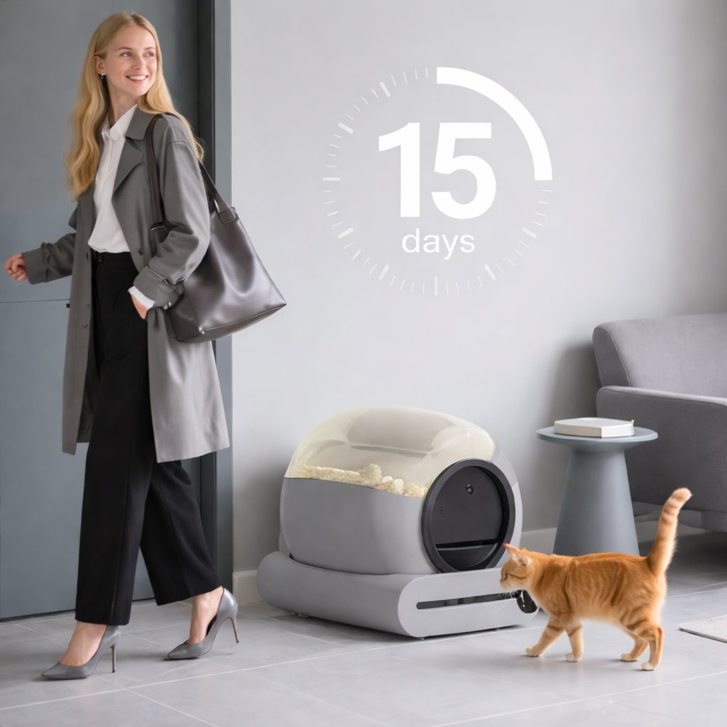 Cat Litter Box Smart Automatic Hygienic For Pet Cats 65L - BAS Kuwait Bab Al Saif 