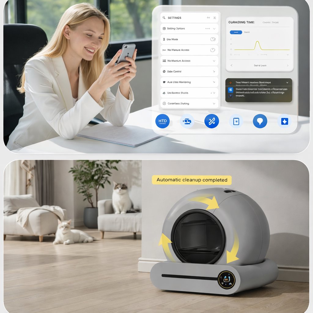 Cat Litter Box Smart Automatic Hygienic For Pet Cats 65L - BAS Kuwait Bab Al Saif 