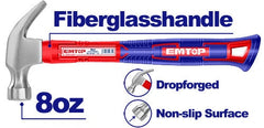 Claw Hammer Fiberglass Handle 8oz and 16oz EMTOP BRAND - BAS Kuwait