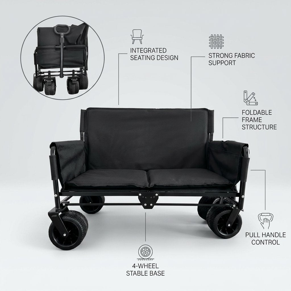 Collapsible Folding Wagon Cart with Chair - BAS Kuwait Bab Al Saif 