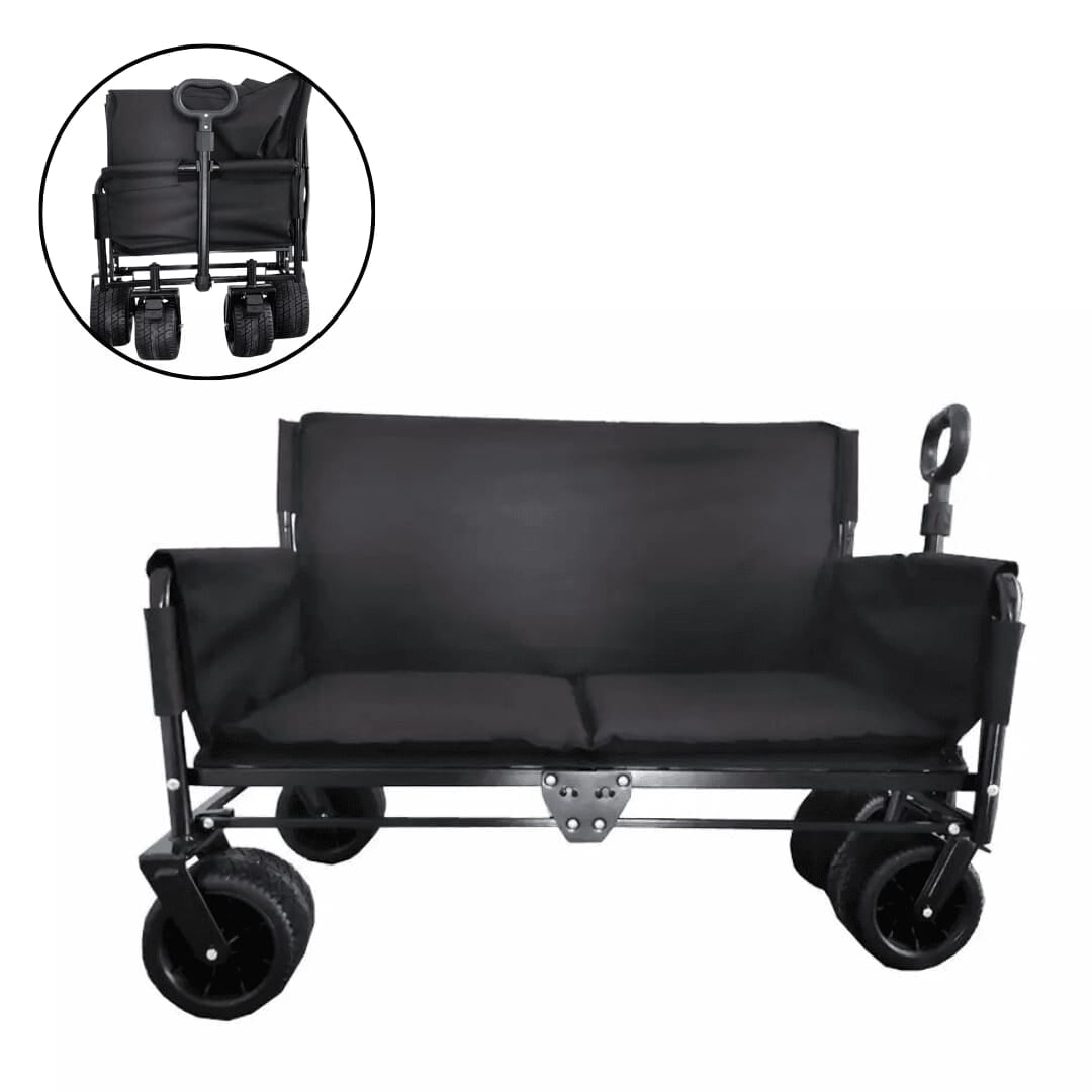 Collapsible Folding Wagon Cart with Chair- BAS Kuwait Bab Al Saif Black Standard 