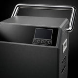 Close up of steam cleaner control panel with LCD display and buttons