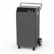 Commercial 10KW steam cleaning machine in dark grey steel with chrome handle and transport wheels