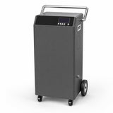 Commercial 10KW steam cleaning machine in dark grey steel with chrome handle and transport wheels