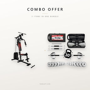 Combo offer: multifunctional gym station and 30kg dumbbell set