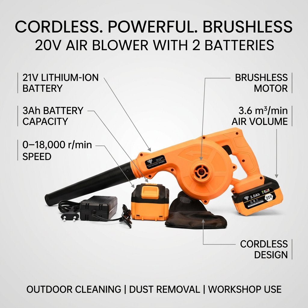 Cordless Air Blower 20 V with 2 batteries - BAS kuwait Bab Al Saif 