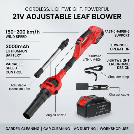 Cordless Air Blower 21V with 2 batteries Adjustable leaf Blower - BAS Kuwait Bab Al Saif 
