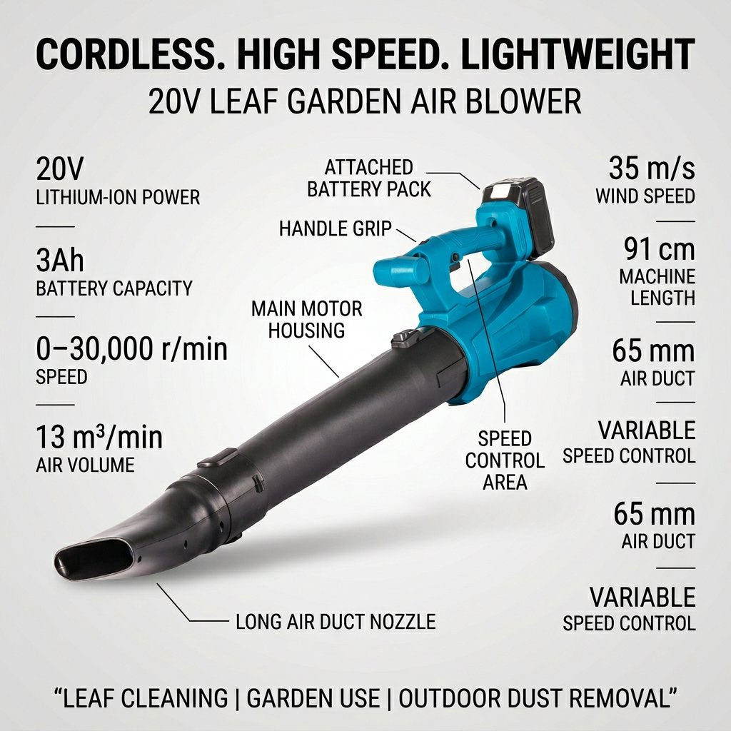 Cordless Air Blower for leaf garden 20 V with 2 batteries - BAS Kuwait BAS 