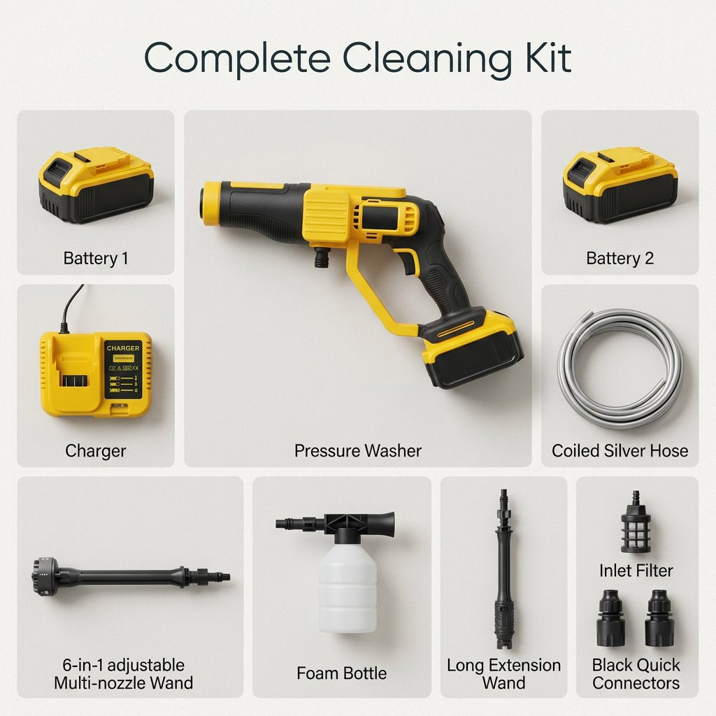Cordless Car Washer / High Pressure Washer 20 V with 2 batteries - BAS Kuwait Bab Al Saif 