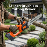 Cordless Chain Saw 12" brushless with 2 batteries - BAS Kuwait Bab Al Saif 