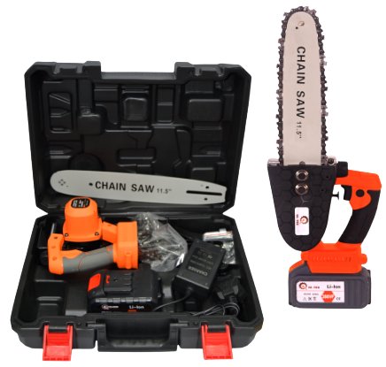 Cordless Chain Saw 12" with 2 batteries - BAS Kuwait Bab Al Saif Orange 12" 