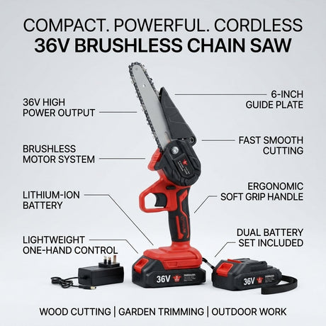 Cordless Chain Saw 6" with 2 batteries - BAS kuwait Bab Al Saif 