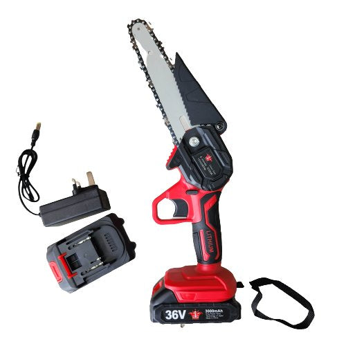 Cordless Chain Saw 6" with 2 batteries - BAS kuwait Bab Al Saif Red 6" 