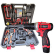Cordless Drill 12V with tools set 108pc with 2 batteries - BAS Kuwait Bab Al Saif Red Standard 