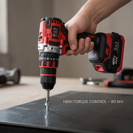 Cordless Drill 13mm 20V with 2 batteries 80N.m Brushless motor - BAS Kuwait Bab Al Saif 