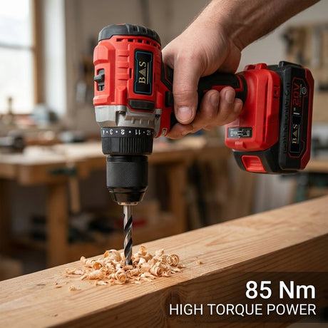 Cordless Drill 13mm 20V with 2 batteries , Brushless Motor - BAS Kuwait Bab Al Saif 