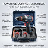 Cordless Drill 16.8v with 2 batteries 2100 rpm 60 N.m Torque Power with drilling accessories - BAS Kuwait Bab Al Saif 