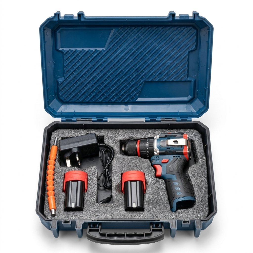 Cordless Drill 16.8v with 2 batteries 2100 rpm 60 N.m Torque Power with drilling accessories - BAS Kuwait Bab Al Saif 