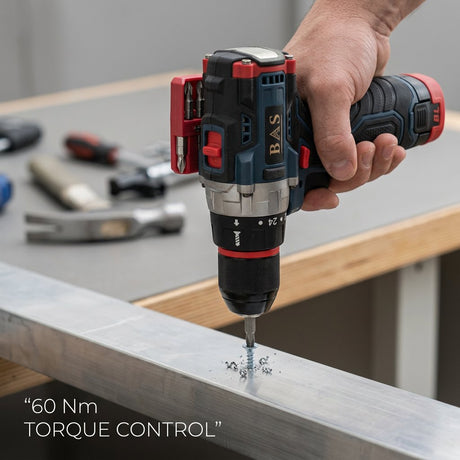 Cordless Drill 16.8v with 2 batteries 2100 rpm 60 N.m Torque Power with drilling accessories - BAS Kuwait Bab Al Saif 