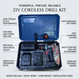 Cordless Drill 21v with 2 batteries 2100 rpm 60 N.m Torque Power with drilling accessories - BAS Kuwait Bab Al Saif 