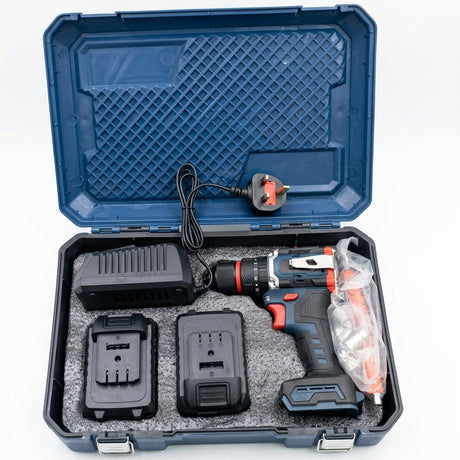 Cordless Drill 21v with 2 batteries 2100 rpm 60 N.m Torque Power with drilling accessories - BAS Kuwait Bab Al Saif 