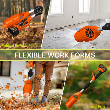 Cordless Electric Leaf Blower Foldable 400W – Portable 21V Battery Air Blower for Lawn, Garden, Snow & Leaf Cleaning - BAS Kuwait Bab Al Saif 