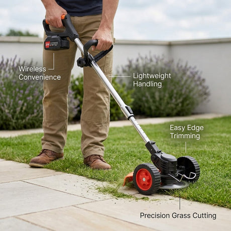 Cordless Grass Trimmer with 2 batteries / Wireless Lawn mower - BAS Kuwait Bab Al Saif 