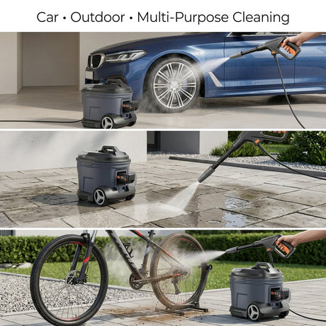 Cordless High Pressure Washer with Drum Trolley 21V - BAS Kuwait Bab Al Saif 